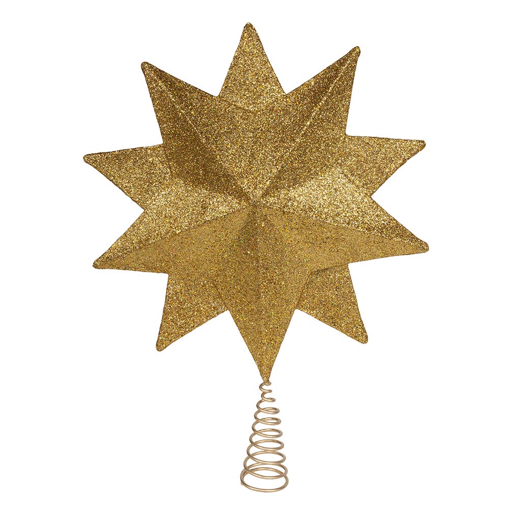 Kurt Adler 16.5-Inch Unlit 10-Point White and Gold Star Tree Topper